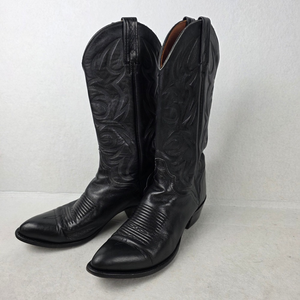 El Dorado Handmade 9300 Cowboy Boots Mens 9 D Black Leather Western Vintage